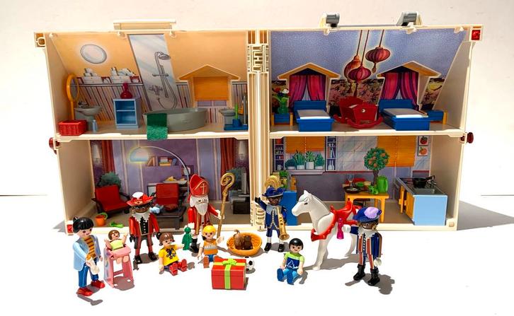 Playmobil Sinterklaas en Zwarte Piet op bezoek in Huis 70984, Kinderen en Baby's, Speelgoed | Playmobil, Zo goed als nieuw, Complete set