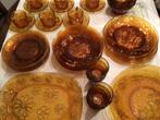 Vintage Vereco France servies Amberkleurig jaren 70, Ophalen of Verzenden, Overige stijlen, Compleet servies, Glas