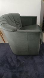 leren fauteuil groen, Huis en Inrichting, Fauteuils, Ophalen, Gebruikt, 50 tot 75 cm, Leer