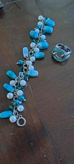 Mooie set armband en ring turquoise, Ophalen of Verzenden, Gebruikt, Zilver, Zilver