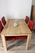 Tafel (Henders & Hazel) + 4 leren stoelen, Ophalen, 50 tot 100 cm, Eikenhout, 50 tot 100 cm