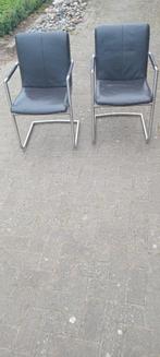 2 stoelen donkerbruin en metaal, Ophalen, Gebruikt, Twee, Bruin