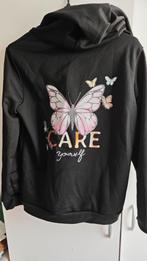 Zwarte Hoodie met Vlinder - Maat 152/158, Ophalen of Verzenden, Nieuw, Meisje, Trui of Vest
