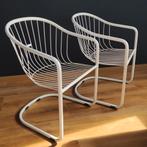 2 retro design eetkamerstoelen van Gastone Rinaldi jaren 70, Ophalen of Verzenden, Zo goed als nieuw, Wit, Twee