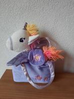 Leuke Unicorn Knuffel in Stoffen Lila Tasje Klittenband, Ophalen of Verzenden, Zo goed als nieuw