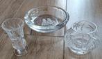 BIJNA GRATIS! Val St. Lambert kristal asbak met ets + 2 vaas, Antiek en Kunst, Ophalen of Verzenden