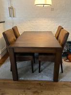 Donkerhouten eettafel en stoelen, Huis en Inrichting, Tafels | Eettafels, Ophalen, Gebruikt, 100 tot 150 cm, 50 tot 100 cm