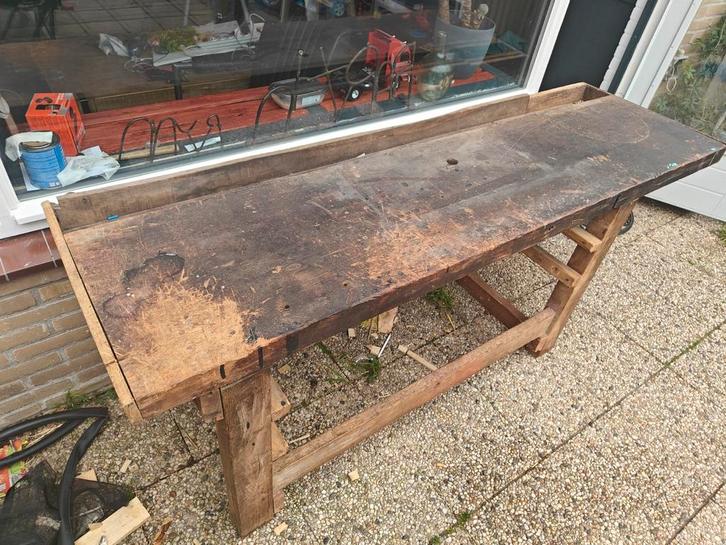 Oude werkbank, Doe-het-zelf en Verbouw, Werkbanken, Gebruikt, Minder dan 70 cm, Ophalen of Verzenden
