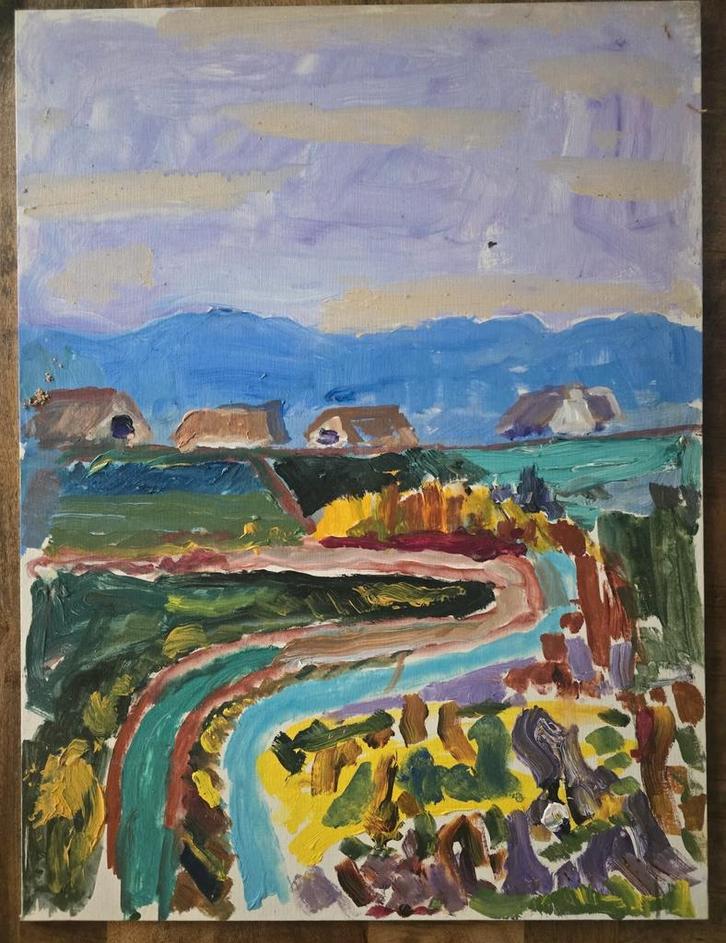 P.C. Kuiper schilderij – De Ploeg stijl – 60 x 80 cm, Antiek en Kunst, Kunst | Schilderijen | Abstract, Ophalen of Verzenden