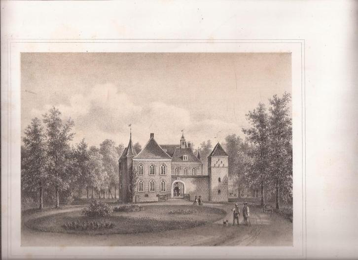 De Ridderhofstad Moersbergen litho Lutgers 1869  Doorn, Antiek en Kunst, Kunst | Etsen en Gravures, Ophalen of Verzenden
