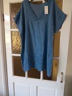 Blauwe tuniek met broderie, Ophalen of Verzenden, Zo goed als nieuw, Blauw, Blouse of Tuniek