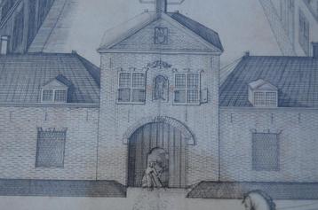 Ets/kopergravure Hofje van Hogelande Den Haag 18e eeuw beschikbaar voor biedingen