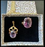 Set van 14K gouden vintage ring en hanger met Lila amethist, Ophalen of Verzenden, Goud, Overige typen