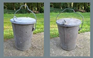 Oude vintage zinken prullenbak vuilnisemmer asemmer beschikbaar voor biedingen