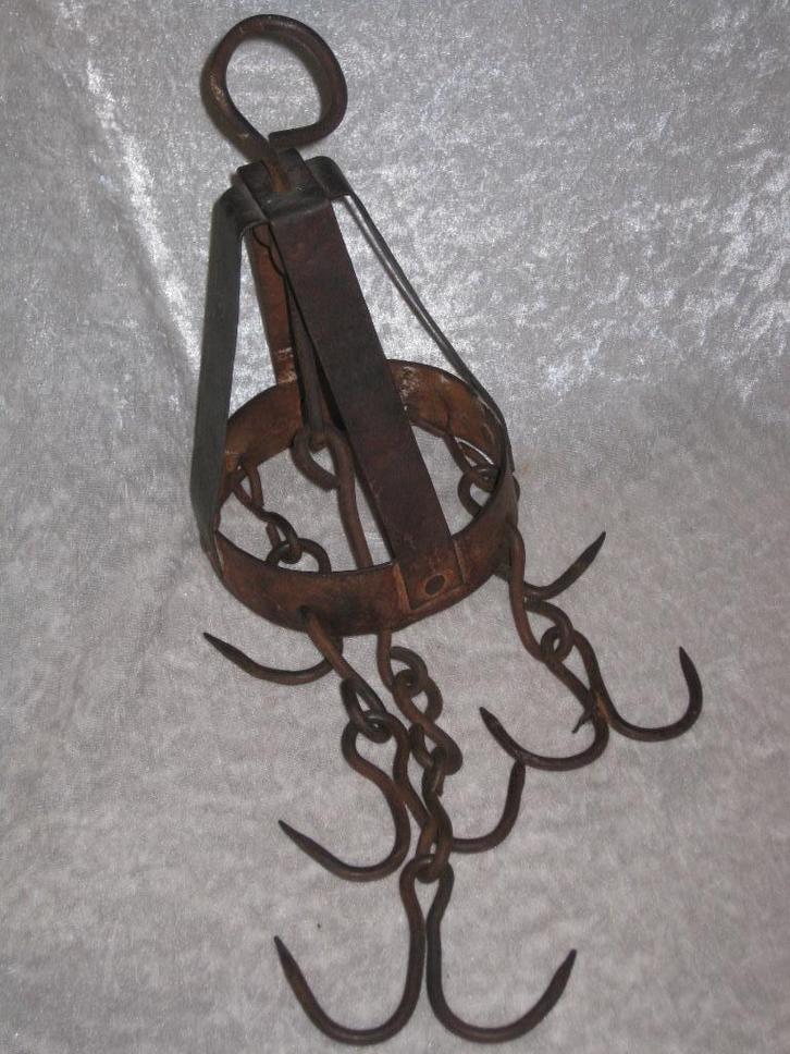 Wildhaak Wildkroon Gesmeed IJzer Antiek / Butcher Rack, Antiek en Kunst, Curiosa en Brocante, Ophalen