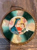 Wand- raamhanger glas in ronde lijst, 2x; Madonna., Antiek en Kunst, Antiek | Religie, Ophalen of Verzenden