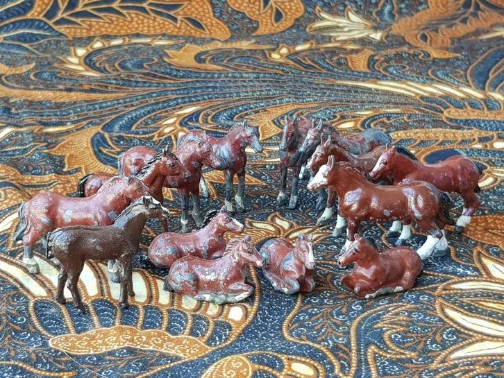 14 paarden mooi oud speelgoed uit Engeland van tin., Antiek en Kunst, Antiek | Speelgoed, Ophalen of Verzenden