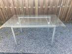 glazen ettafel, Tuin en Terras, Tuintafels, Ophalen, Zo goed als nieuw, Rechthoekig