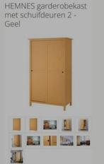 Hemnes garderobekast/schuifdeuren/2 extra legplanken/geel., Ophalen, Zo goed als nieuw