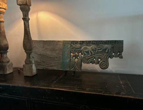 Groot oud oosters Houten ornament India sober sleets, Antiek en Kunst, Curiosa en Brocante, Ophalen