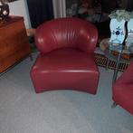 Rode leren fauteuil in perfecte staat, Huis en Inrichting, Ophalen, Eenpersoons, 75 tot 100 cm, Zo goed als nieuw