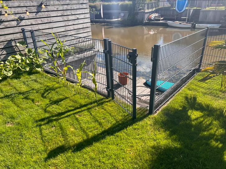 Tuinhek incl. toegangsdeur (kindveilig) 10,40 meter, Tuin en Terras, Tuinhekken en Hekwerk, Gebruikt, Tuinhek, IJzer, Ophalen