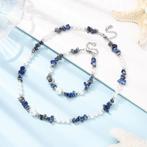 Ketting en armband van lapis lazuli en parels, Info.adorabeads@gmail.com, Want 18 Hoogvliet, Adorabeads, Blauw