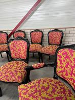 Barok eetkamerstoelen set – zwart hout & roze fluweel, Ophalen of Verzenden