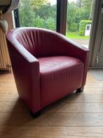 Leren fauteuil fuchsia zacht roze, Huis en Inrichting, Fauteuils, Ophalen, Gebruikt, 50 tot 75 cm, Leer