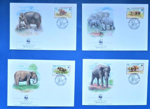 Eerste Dag Enveloppen WNF Olifanten 4 stuks, Postzegels en Munten, Postzegels | Thematische zegels, Gestempeld, Dier of Natuur