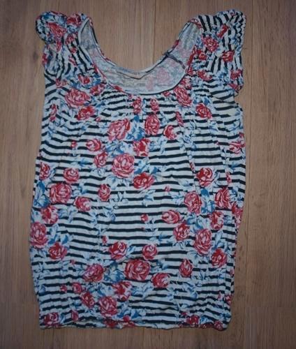 Wit Zwart Gestreept T-Shirt met Rozenprint Clockhouse (M), Kleding | Dames, Tops, Gedragen, Maat 38/40 (M), Wit, Korte mouw, Ophalen of Verzenden