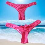 scrunch ribbel stringbroekje roze 38 met strikje (XL), Verzenden, Nieuw, Roze, Bikini