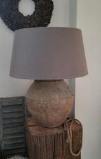 Kruiklamp met grote taupe kap, Ophalen, Overige kleuren, Rond, 50 cm of meer