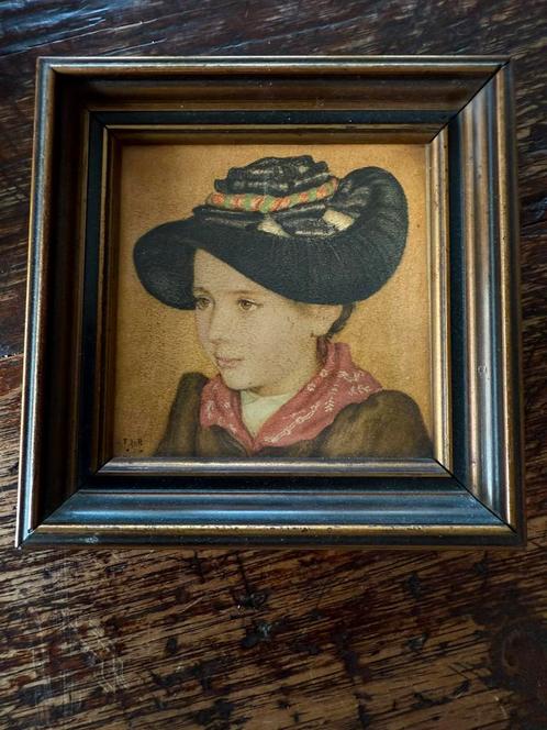 Francois de  Ribaupierre meisje met hoed schilderijtje, Antiek en Kunst, Kunst | Schilderijen | Klassiek, Ophalen of Verzenden