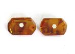 Vintage sterling zilveren 875 manchetknopen met amber van 70, Ophalen of Verzenden, Zilver