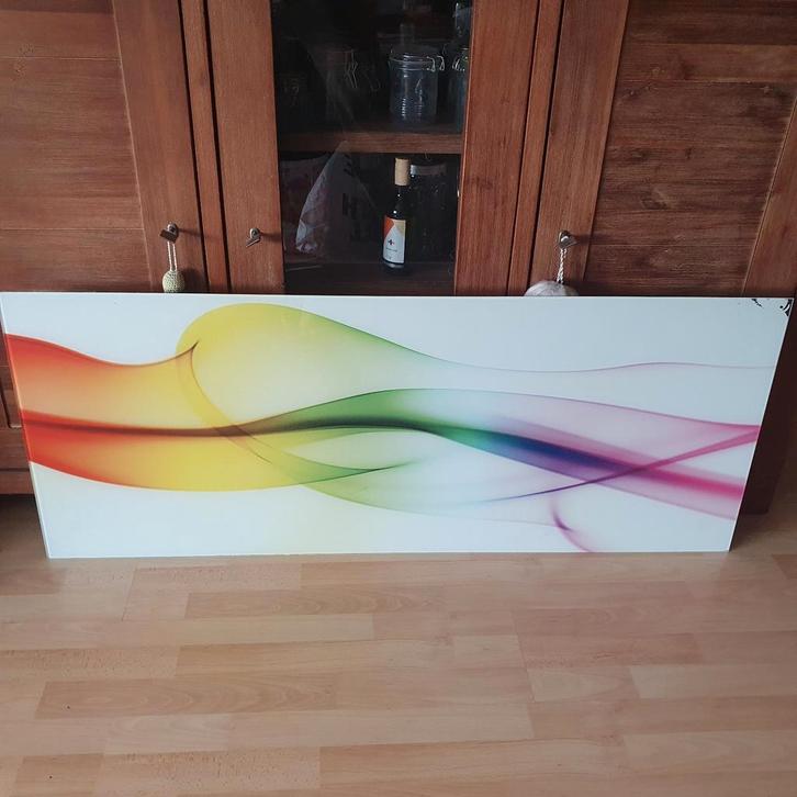 Glasplaat met kleurrijke abstracte  afbeelding, Antiek en Kunst, Kunst | Schilderijen | Abstract, Ophalen