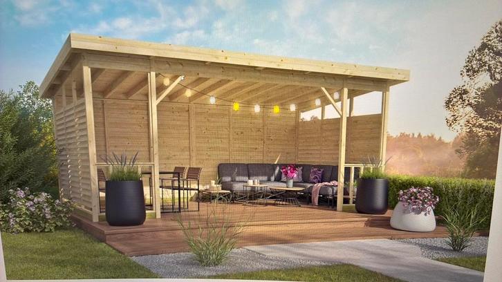 Grenen onbehandeld overkapping 560x264cm, Tuin en Terras, Overkappingen, Nieuw, Veranda, Ophalen