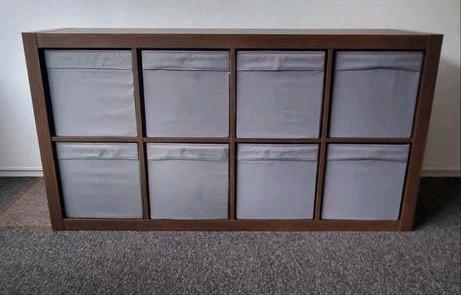 IKEA Kallax kast met 8 vakken en opbergbakken, Huis en Inrichting, Kasten | Kledingkasten, Gebruikt, Minder dan 100 cm, 150 tot 200 cm