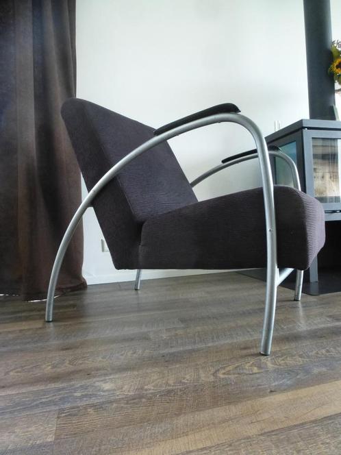 Fauteuil vintage design retro ribstof Gelderland Bouvrie, Huis en Inrichting, Fauteuils, Gebruikt, Kunststof, Metaal, Stof, 50 tot 75 cm