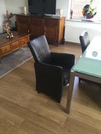 Eetkamertafel+ 4 stuks leerstoelen met wieltjes, Huis en Inrichting, Tafels | Eettafels, Ophalen, Gebruikt, 100 tot 150 cm, Vijf personen of meer