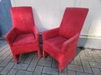 2 x scarlet rood velours fauteuil stoel chair red, Ophalen, Gebruikt, 75 tot 100 cm, 50 tot 75 cm
