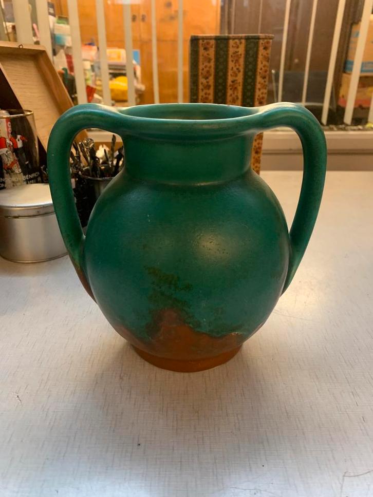 Vaas mooie groene keramieken Engelse vaas jaren 60, Huis en Inrichting, Woonaccessoires | Vazen, Zo goed als nieuw, Overige kleuren