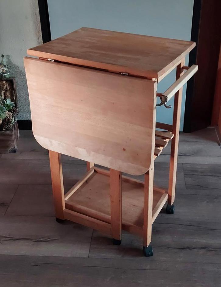 Uitklapbaar tafeltje, Huis en Inrichting, Tafels | Bijzettafels, Gebruikt, Rechthoekig, 60 cm of meer, Minder dan 55 cm, Ophalen