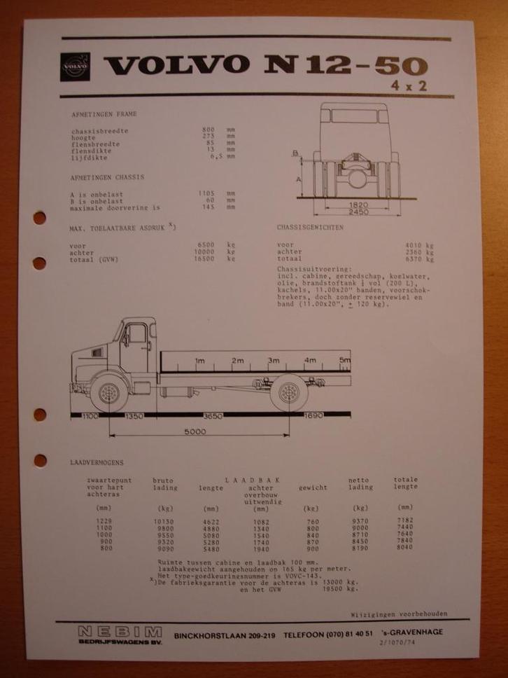 Volvo N12 Technische Specificatie folder 1974 Torpedo Neus, Boeken, Auto's | Folders en Tijdschriften, Zo goed als nieuw, Volvo