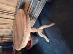 Wijntafeltje teak onbehandeld, Huis en Inrichting, Tafels | Bijzettafels, Ophalen, Rond, 60 cm of meer