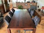 Houten Eettafel 220 x100, Ophalen, Gebruikt, 100 tot 150 cm, Eikenhout