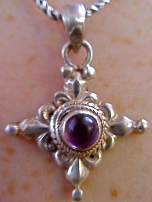 Zilveren 925 zilver kettinghanger prachtig bewerkt amethist, Sieraden, Tassen en Uiterlijk, Kettinghangers, Nieuw, Zilver, Paars