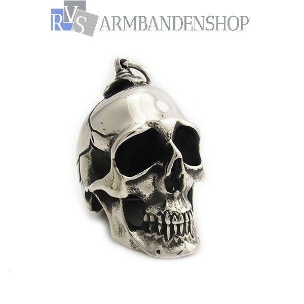 Grote rvs skull hanger bikers sieraad doodskop doodshoofd, Sieraden, Tassen en Uiterlijk, Kettinghangers, Overige materialen, Verzenden