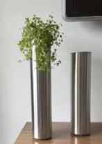 2 RVS bloempotten, Tuin en Terras, Bloempotten, Rond, Ophalen of Verzenden, Minder dan 25 cm, Metaal