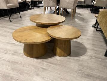 Salontafels rond set van 3 blank mango 70 CM actie prijs beschikbaar voor biedingen